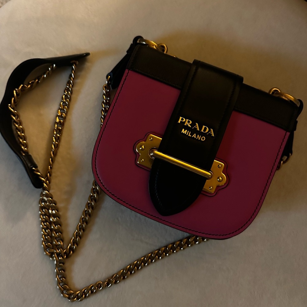 Pink and Black Leather PRADA Crossbody Bag